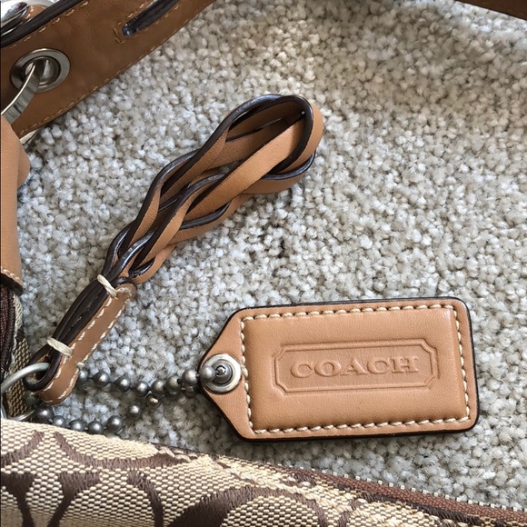 Brown/Tan Coach Large Logo Hobo - Picture 3 of 8